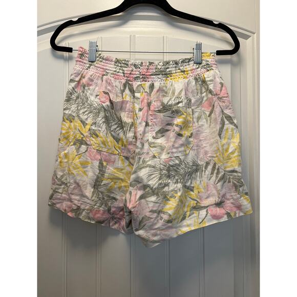 Briggs‎ Women’s Floral Linen Blend Pull On Summer Shorts Size S White Yellow - Picture 4 of 5